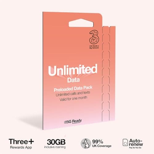 Three Mobile PAYG Voice SIM Pack - Unlimited - £35