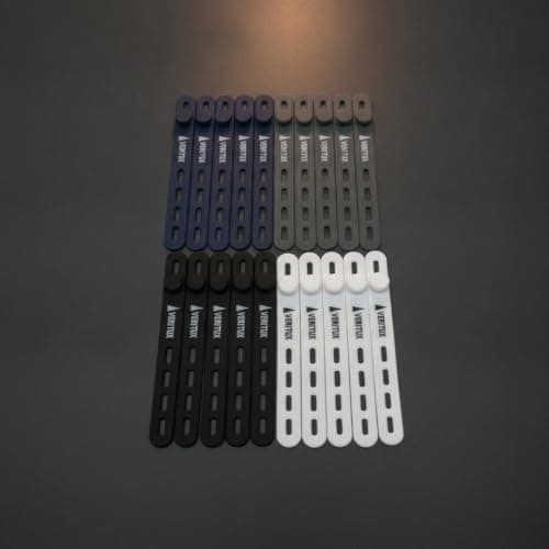 VERITUX Silicone Cable Ties 20 Pack Reusable Cable Organiser Button-Lock Cord Management 4 Colours Home Office Desk Travel Black White Grey Navy — view 2