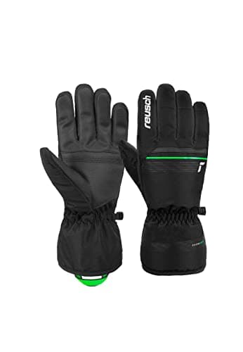 Reusch Men's Snow King Windproof and Extra Breathable Unisex Winter Gloves Finger Gloves Snow Gloves Ski Gloves Men Women Black/Green, 9