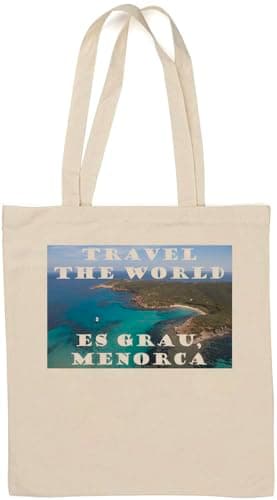 Travel The World ES Grau, Menorca Natural Cotton Tote Bag White