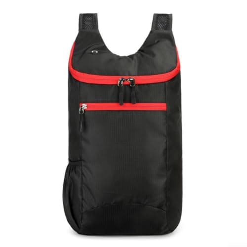 Foldable Hiking Backpack 14L Waterproof Lightweight(Black with Red)