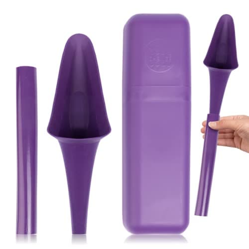 SHEWEE Flexi + Case – The Original Female Urinal – Made in the UK – Reusable & Portable Urination Device. Festival, Camping, Car, Hiking Essentials for Women. Stand to Pee Funnel – Purple