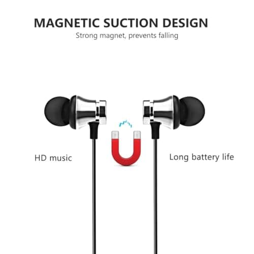 Wireless Earbuds & Bluetooth Headphones: Magnetic Neckband, In-Ear Bluetooth Earphones with Microphone, IPX6 Sweatproof, Deep Bass - Perfect for Calls, Music, Sports - Lightweight (silver) — view 3
