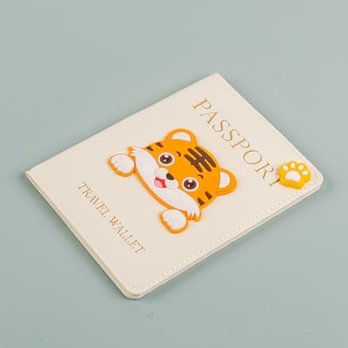 Durlo Cute Tiger Cartoon Passport Cover Document Holder Stylish Practical Polyurethane White Travel Organizer​ — view 5