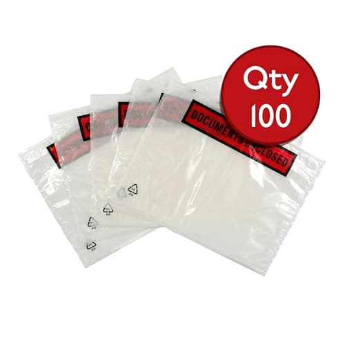 SEB Enterprises 100 x A5 Printed Document Wallets (225 x 165mm), Waterproof A5 Plastic Wallets Printed with Documents Enclosed for Invoices, Labels, Delivery Notes and Packing Lists — view 2
