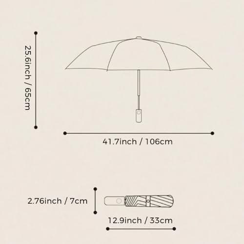 YUNYU Umbrella Windproof Strong, 12 Ribs Auto Open & Close Folding Travel, Compact & Durable UV Rain Protection for Men and Women,Black — view 2