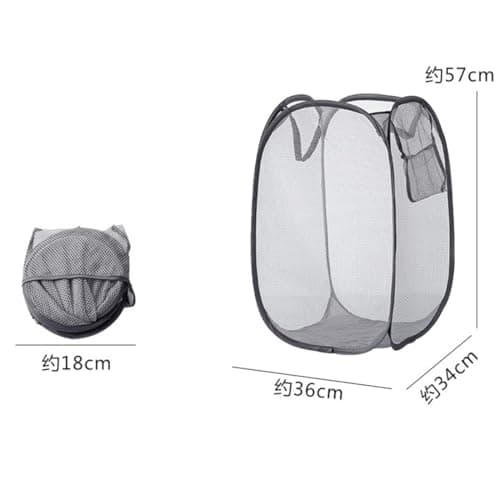 Laundry Basket, Pack Foldable Laundry Hamper Pop Up with Durable Handles, Portable Mesh Washing Laundry Bag with Handle Great for Home Kids Room College Dorm Travel（Black） — view 4