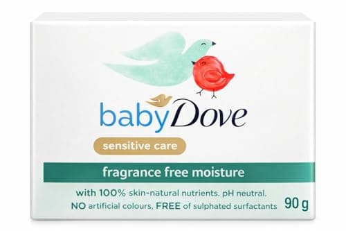 BABY DOVE Fragrance Free Moisture Bathing Soap Bar for Sensitive Baby Skin, Gentle Hypoallergenic Tear-Free Mild Cleanser, 4 x 90g — view 2