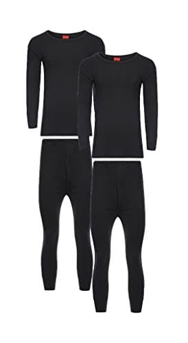Heatwave® Pack of 2 Men's Extreme Thermal Underwear Set, Long Sleeve Top & Long Johns Set, Winter Thermals, Large Black