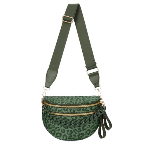 SDSFGX Leopard Bum Bag for Women Light Crossbody Bag Spacious Travel Waist Pack Fashion Animal Print Boho Shoulder Purse