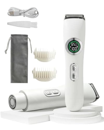 Maraiss 2 in 1 Electric Lady Shaver, Bikini Trimmer Women with Smart LED Display & Light, IPX6 Waterproof Wet & Dry Ladies Shavers for Legs Underarms Face, Cordless USB-C Razor with Travel Lock