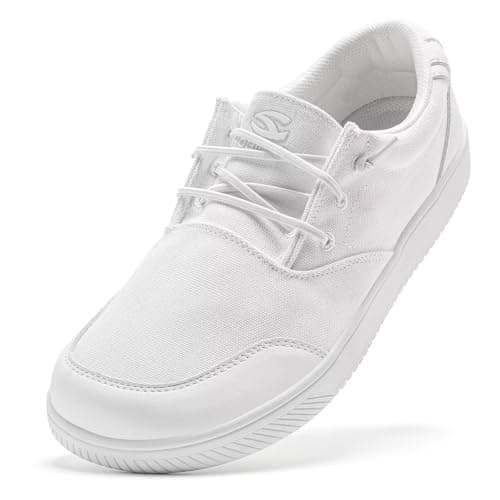 HOBIBEAR Wide Toe Loafers for Men Barefoot Slip On Shoes Unisex Outdoor Comfort Casual Walking Loafers(White,UK 7)