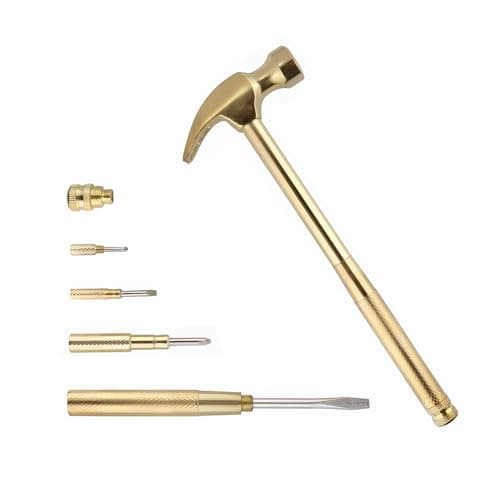 LANDIBO 6 in 1 Multi-Tool Camping Hammer Set with Slotted/Flat Head Phillips Screwdriver for Mechanical Maintenance, Interior Decoration, Outdoor Adventure, Best Gift (Yellow)