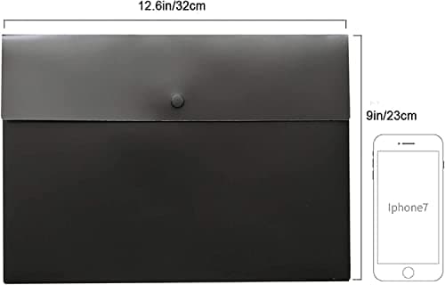 10Pcs Plastic Wallets A4 Black Folders Document Popper Files Wallets with Button Flat File Holder Document Paperwork Storage Portfolio Envelope Paper Bag File Organizer for Office School Home — view 4