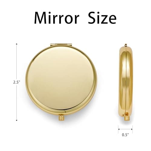 QUSTGO Compact Mirror, Pocket Travel Makeup Mirror for Purse, Metal Round Shell, 2-Sided 1X/2X Magnifying, Portable, Folding, Handheld, Gold, 12 Pack — view 3