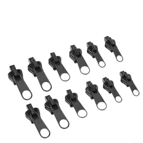 Zip Slider Replacement 12pcs for Instant Zip Repair Kit for Jeans Luggage - No Tools Required Black