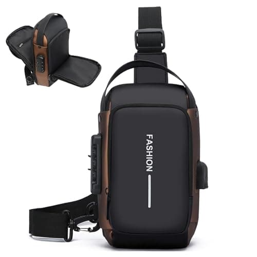 KASESSS Sling Bag Crossbody, Chest Bag Multiple Pockets, Man Bags with a Combination Lock, Waterproof Anti Theft Bags, Chest Small Backpack for Running Workout Hiking Cycling Travelling Lightweight