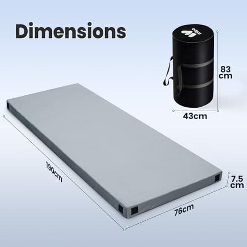 Willpo Memory Foam Camping Mattress with Travel Bag, Lightweight Portable Sleeping Pad for Tents, Guest Beds, Home - Gray, Single — view 5
