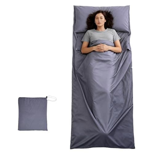 JASKFG Lightweight Sleeping Bag Liner Single & Double Camping Travel Sleep Sack for Backpacking Hotels & Hostels grey (grey, 115cmX210cm)