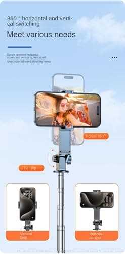 XIHAMA Selfie Stick Travel Tripod, All in 1 Extendable Tripod Stand with Wireless Remote, Portable Mobile Phone Holder Camera Tripod Compatible with iPhone 17/16, GoPro, Android (Black, 50 inch) — view 6