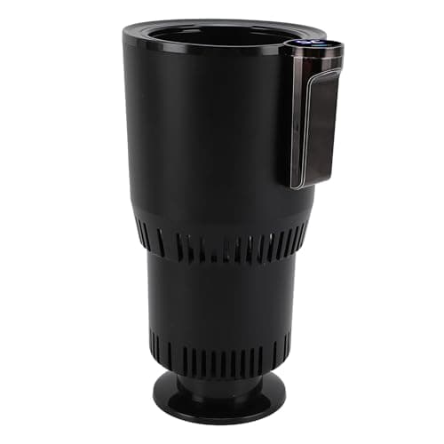 Alomejor Car Drink Cooler Warmer LCD Screen Display Temperature Car Cup Cooler Heater for Road Trip Aluminum (Black) — view 2