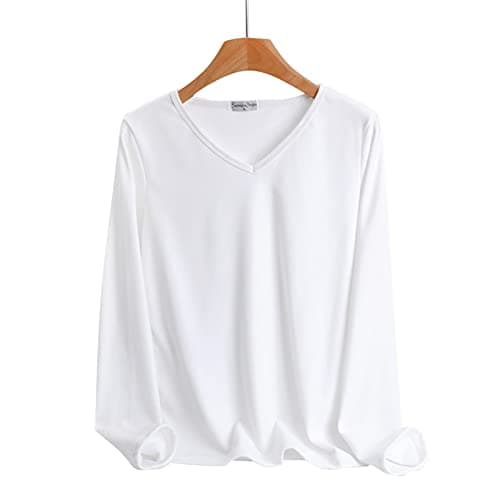 Full Length Long Sleeve Top Women Crew Neck Fleece Lined Thermal Thermal Underwear Slim Tops Long Sleeve Thermal Shirts Winter Tops Linen Top Today on Clearance White — view 3