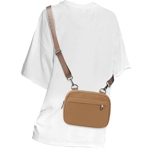 MAXTOP Small Crossbody Bags for Women Men Cell Phone Bum Bag Purse Fanny Pack with Adjustable Strap Black Sling Bag for Traveling Casual Festival Gifts Camel Brown