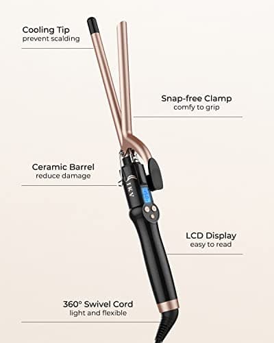 13mm Thin Curling Tong Extra Long Barrel,110-210°C, Ringlet Spiral Curls — view 6
