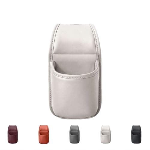 Car Cup Holder Leather Storage Organizer Pouch, Wide-Mouth Opening (White)
