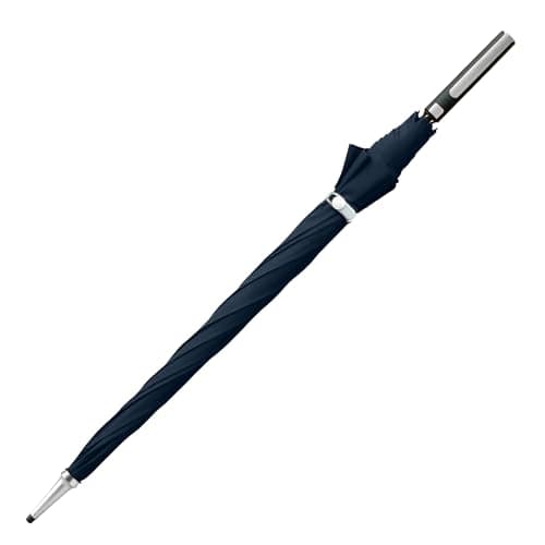 Navy Blue & Silver Windproof Umbrella, 122cm Large Canopy, Automatic Open