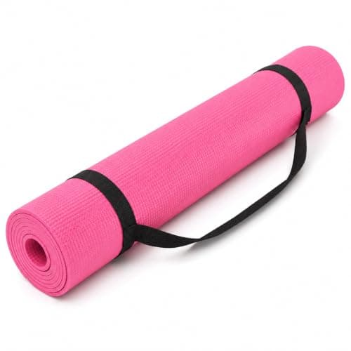 3mm Yoga Mat with Carry Strap, 173 x 61cm Lightweight Exercise Fitness Pilates Stretching Gym Mat, Pink or Black, Colour: Black — view 4