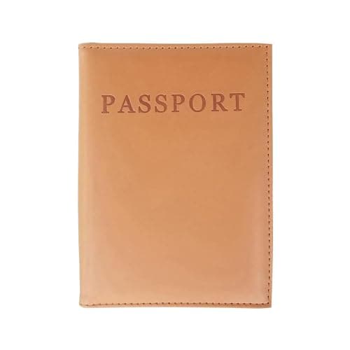 FATASH Passport Holder, PU Leather Cover, Waterproof Travelling Essentials Case for Document, Tickets, Boarding Pass, Business Cards Organizer Wallet for Men & Women - Khaki