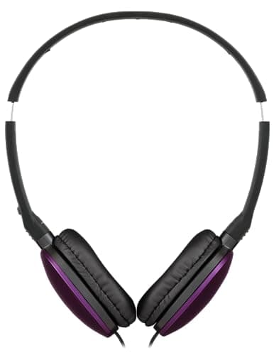 JVC HA-S160M-V Flats Foldable and Compact Headphones in Glossy Trendy Colour, with Switch for Microphone On/Off, Ideal for Teleworking and Online Seminars (Purple) — view 3