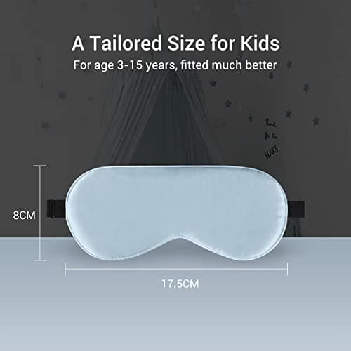 LaCourse 100% Grade 6A Mulberry Silk Sleep Eye Mask for Sleeping - Dual-Sided Natural Silk, Adjustable Strap, Breathable & Ultra-Soft, Gentle on Skin, Kids' Blue — view 3