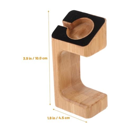 CAXUSD Bamboo Smart Watch Charging Bracket Smart Watch Charging Station Carbonized Bamboo Display Stand Desktop Nightstand Dock Travel Use Black Finish — view 2