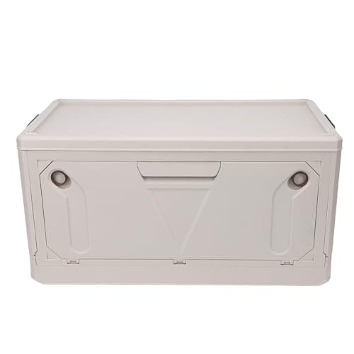 Aramox Camping Storage Box PP Car with 50kg Capacity Foldable Design 3 Compartments Removable Lid and Cooler Bag for SUV Road Trips Camping (Beige Coffee Color) — view 5