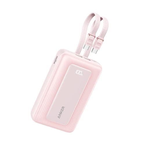 Anker Power Bank, 20,000mAh 45W Portable Charger,Dual Built-in USB-C Cables