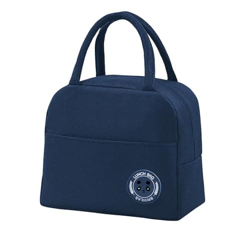MeiLang Small Insulated Lunch Bag | Leakproof Thermal Cool Bag Reusable Lunch Tote Bag for Work School Picnic Travel Navy Blue