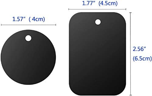 YGKJ 4 x Metal Plates with 3M Adhesive for Magnetic Car Phone Holder/Magnetic Car Holder Universal Metal Plate for Smartphone (2 Round and 2 Rectangular) (Black) — view 6