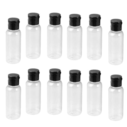 SUPVOX 12pcs Black Refillable Bottle 50ml Plastic Flip Cap Travel Container