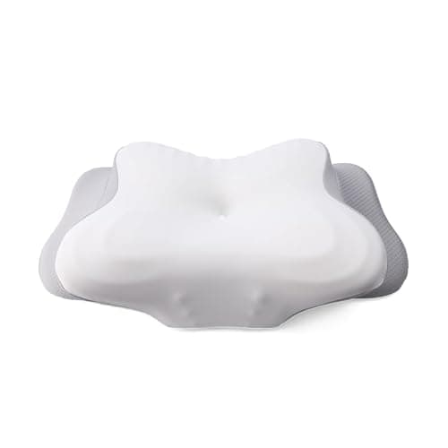 AmzHandler Memory Foam Cervical Pillow for Neck Pain Relief – Orthopaedic Ergonomic Neck Support Pillow for Side, Back & Stomach Sleepers – Cooling Ice Silk Cover (Washable) (White)