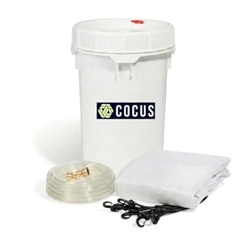 COCUS 76cm Emergency Ceiling Leak Diverter & Bucket Bundle - Complete Roof Leak Drainage Kit - Tarp, Hanging Straps, 3m Hose & 25L Bucket