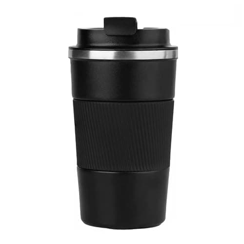 KANGSIT Travel Mug, Insulated Coffee Cup, Black, 380ml