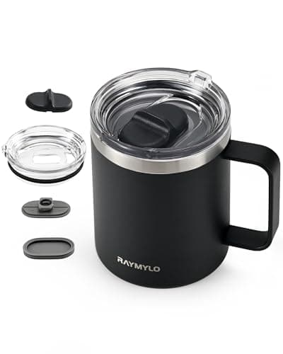 RAYMYLO Insulated Coffee Mug 350ml, Spill-Proof & Detachable Slider Lid