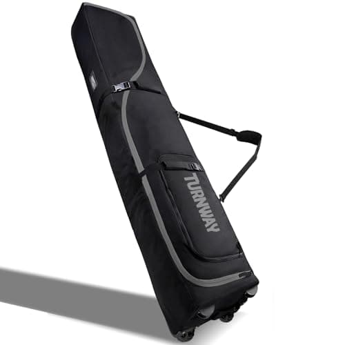 TurnWay Padded Ski Bag with Wheels for Air Travel, Double Rolling Snowboard Bag Heavy Duty Waterproof for Storage & Transportation of Snowboard/Ski Gear (Black)