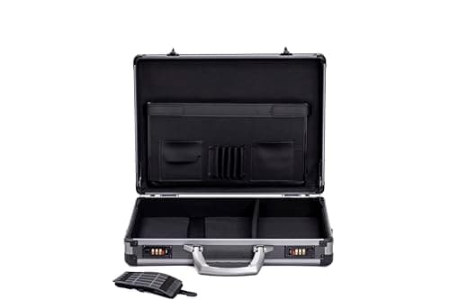 AR BRAND EST. 2021 Aluminium Briefcase Business Office Travel Work Laptop Attaché Bag (Black) Slim Design with Shoulder Strap (Black)