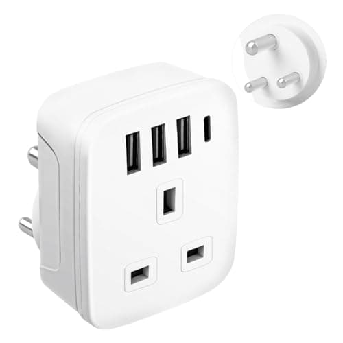 UK to India Plug Adapter,SHUOMAO Grounded UK to 3 Pin India Travel Adapter