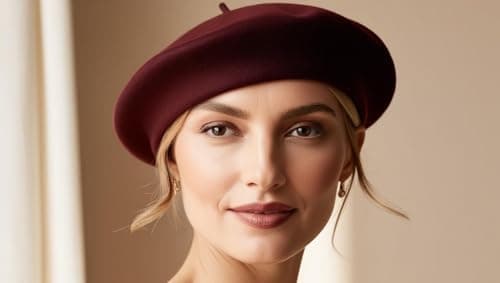 ITRAT Women's Beret Hat – Classic French Style Beret for Women, Soft Warm Wool Blend Ladies Fashion Hat, Elegant Parisian Winter Autumn Cap for Casual, Travel & Everyday Wear (Maroon) — view 2