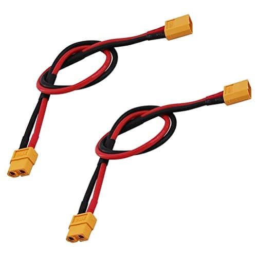LINSYRC 2-Pack XT60 Connector Male to Female Plug Extension Cable Adapter with 30CM 14AWG Silicone Wire for RC Lipo Battery — view 4