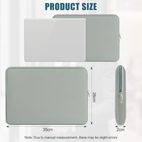 Adiwo Laptop Sleeve for 13 Inch, 360° Protective Puffy Laptop Sleeve, Two-Way Metal Zipper, Hidden Stitching, Compatible with 13 Inch MacBook, Asus, Dell, HUAWEI, iPad Pro/Air, Grey — view 2